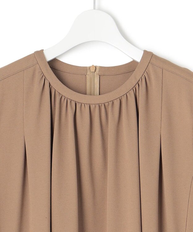 23区 【洗える】ライトピケジャージー ティアード ワンピース キャメル系