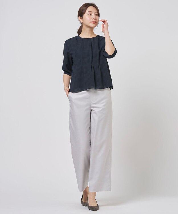 J.PRESS LADIES S シアーブロックチェック カットソー ネイビー系