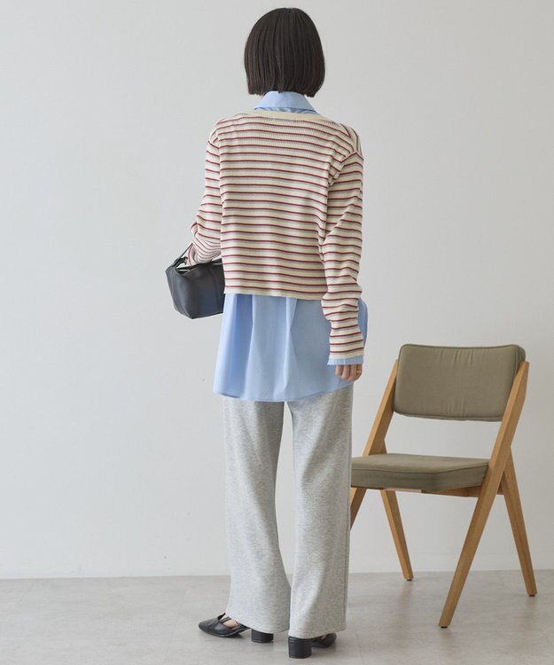 AMERICAN HOLIC マルチボーダーリブニットカーディガン Ivory