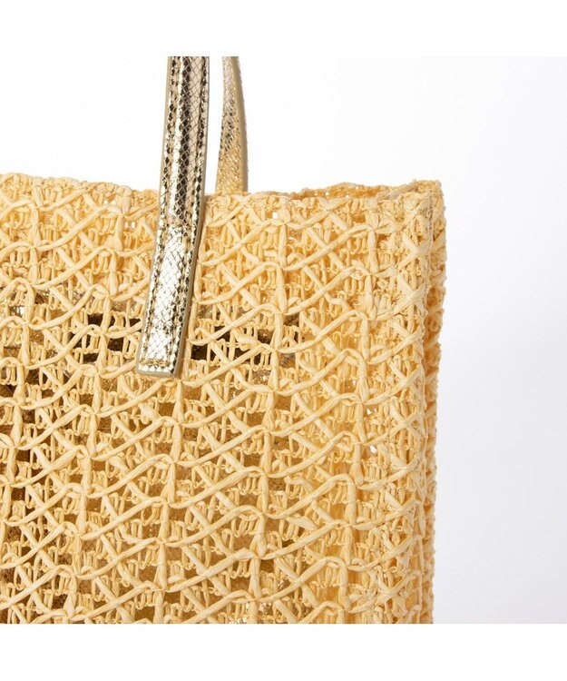 UNBILLION カシュカシュ cachecache / 透かし編みスクエアトートバッグ ゴールド