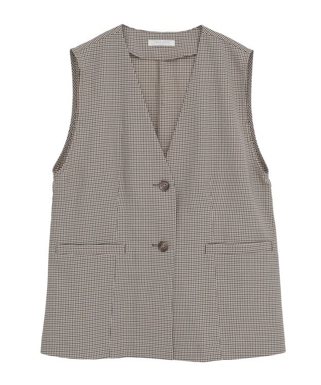 Green Parks ノースリーブチェックジレ Brown