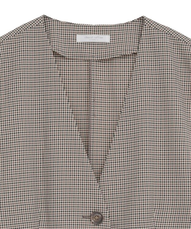 Green Parks ノースリーブチェックジレ Brown