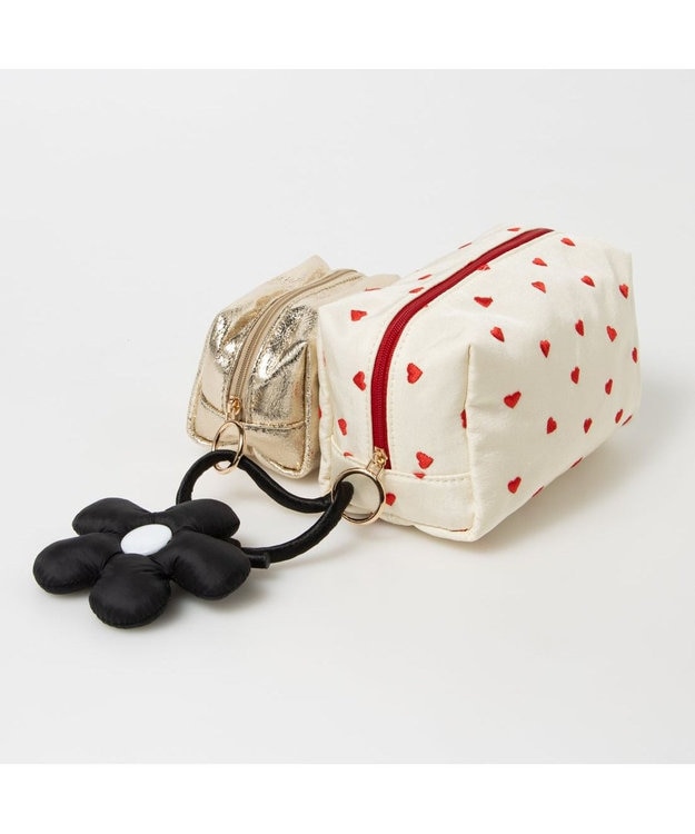 UNBILLION カシュカシュ cachecache / フラワーチャーム付ソート刺繍ポーチセット レッド