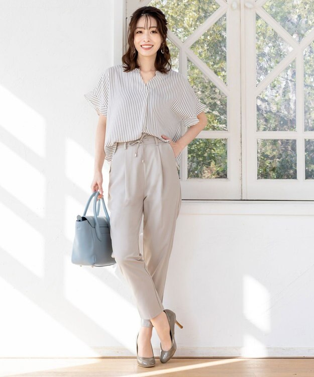 Tiaclasse 【洗える】幅広く活躍が期待できるドロストパンツ グレー