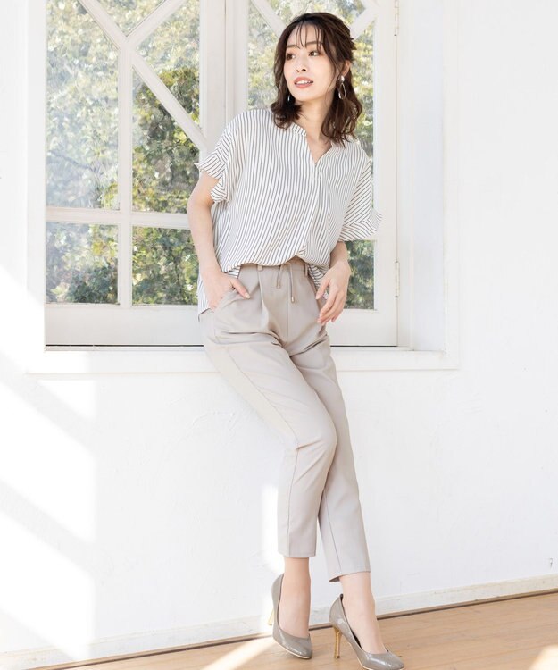 Tiaclasse 【洗える】幅広く活躍が期待できるドロストパンツ グレー