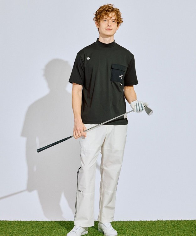 PW CIRCULUS 【UV遮蔽率99.5%  UVカット/速乾/ストレッチ】【GOLF OUT掲載】【MEN】ポケットモックT  ゴルフ ブラック系