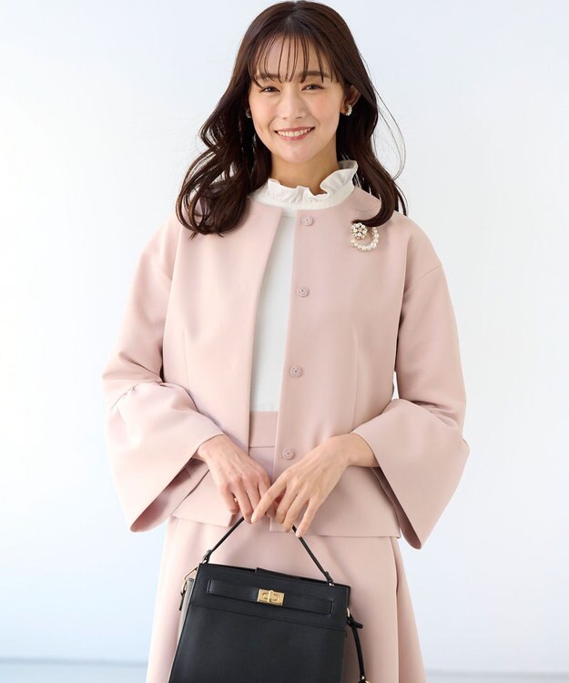 組曲 S 【KUMIKYOKU NAVY】コンフォータブルドレープ フレアスリーブジャケット シャンパンピンク系