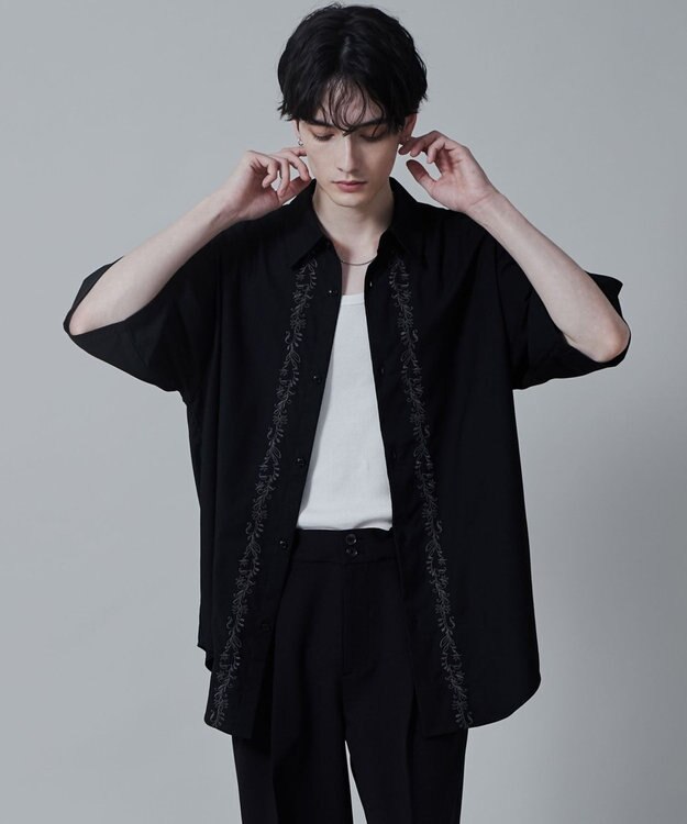 WEGO TRフラワーモチーフシャツ（S） 柄1