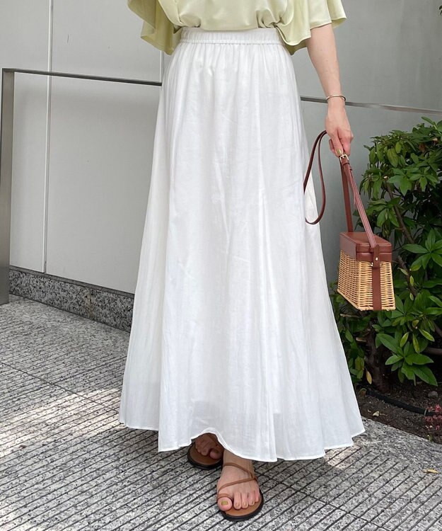 UNFILO 【イージーケア】コットンシフォンスカート ホワイト系