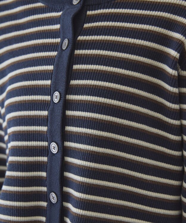 AMERICAN HOLIC マルチボーダーリブニットカーディガン Navy