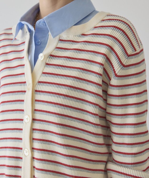 AMERICAN HOLIC マルチボーダーリブニットカーディガン Ivory