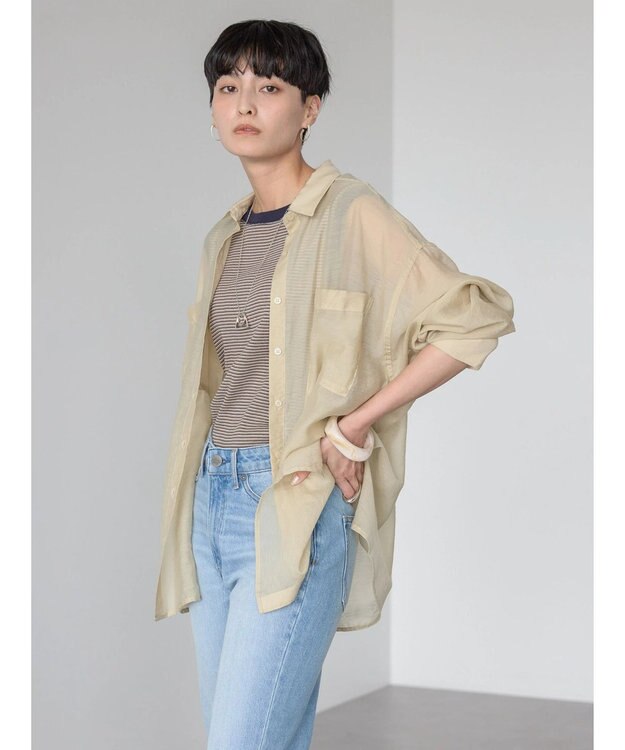 AMERICAN HOLIC シアーＣＯＯＬポケット付きルーズシャツ Light Beige