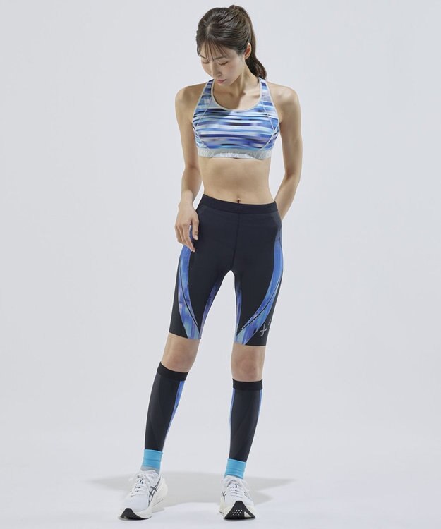 CW-X 【WOMEN】 CW-X レディース スポーツタイツ ハーフ(ひざ上丈) 下半身サポート(股関節・腰・おしり・ふともも) マラソン 球技 HZY695 /ワコール サックス