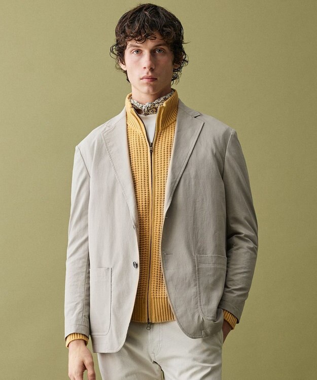 JOSEPH ABBOUD 【3シーズン活躍する綿ブレンド】コットンアクリルバルキー ジップニット ブルゾン ライトオレンジ系