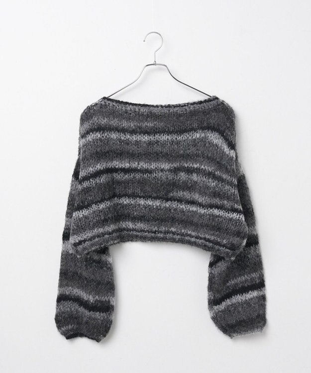 WEGO 段染めボーダーモヘアライクニット ブラック