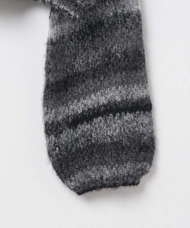 WEGO 段染めボーダーモヘアライクニット ブラック