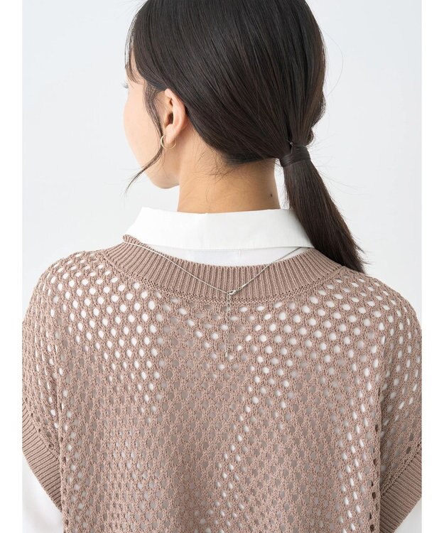 earth music&ecology ＳＥＴ２点メッシュベスト＋シャツ Mocha