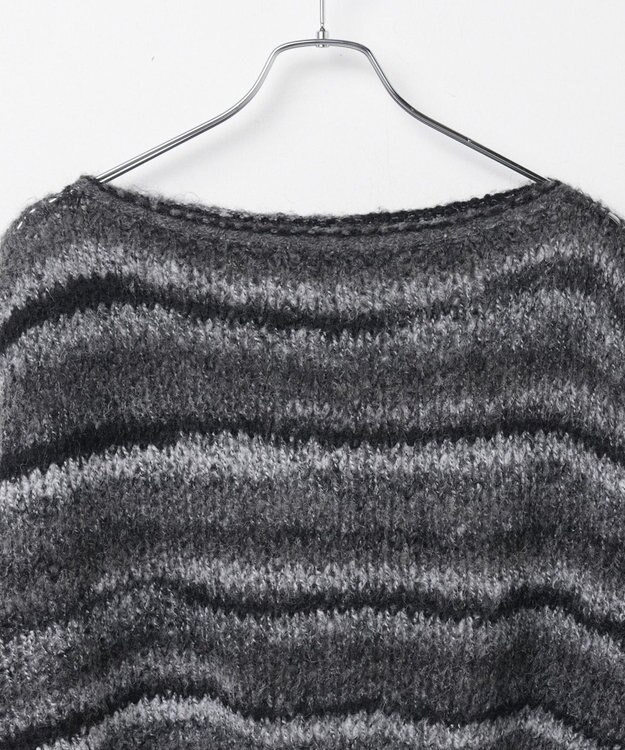 WEGO 段染めボーダーモヘアライクニット ブラック