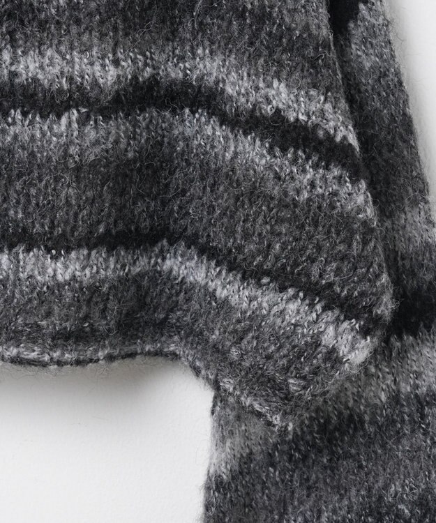 WEGO 段染めボーダーモヘアライクニット ブラック