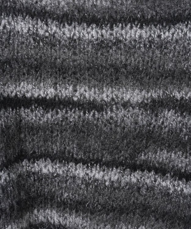 WEGO 段染めボーダーモヘアライクニット ブラック