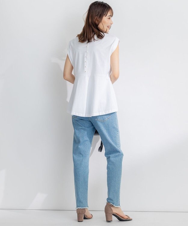 組曲 S 【洗える】バックパールフレアカットソー アイボリー系