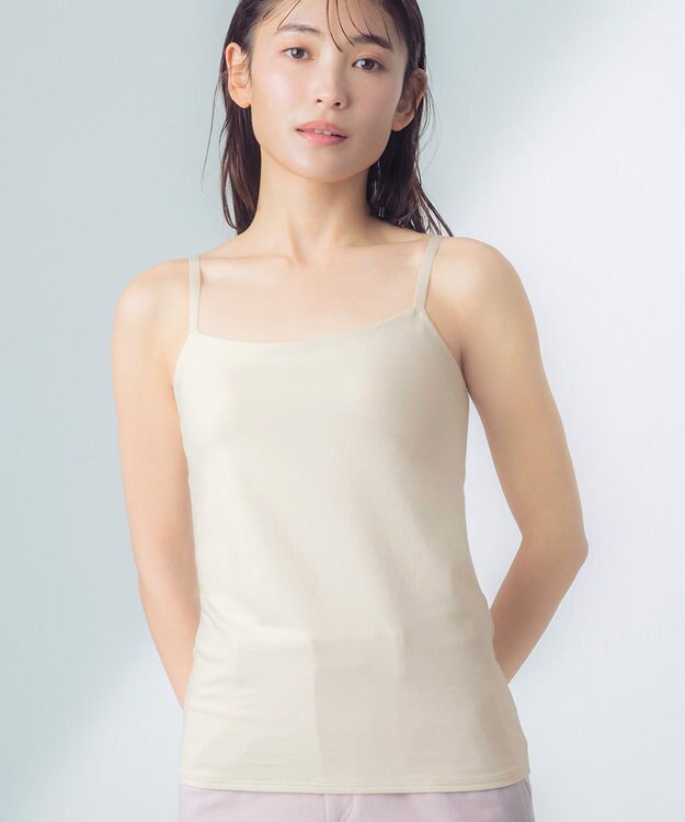 Wing カップ付きキャミソール 綿混(身生地部) ラク きれいなバストシルエット 【シンクロブラトップ 綿混タイプ】 ブラトップ ET1032 ウイング／ワコール クリーム