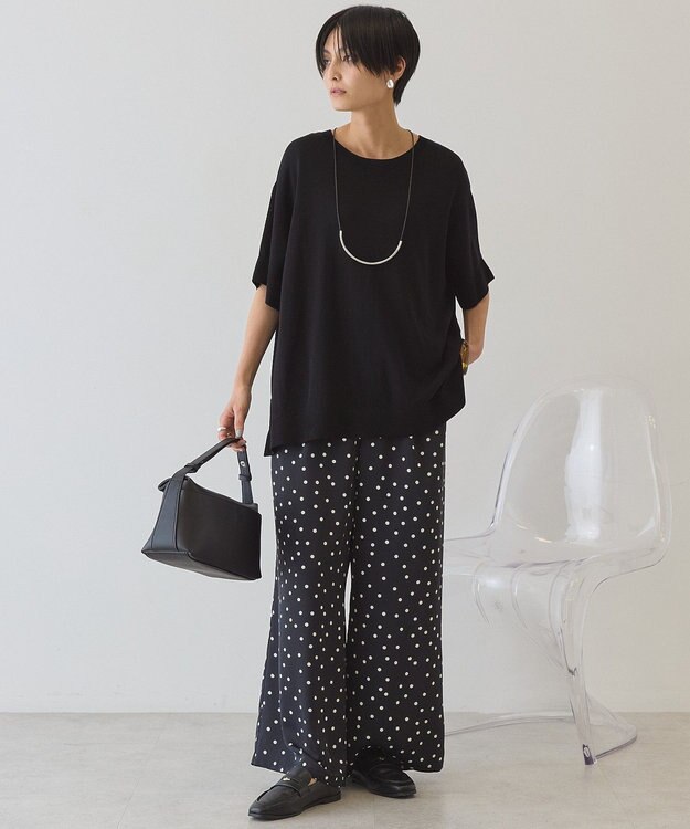 AMERICAN HOLIC ドットサテンイージーパンツ Black