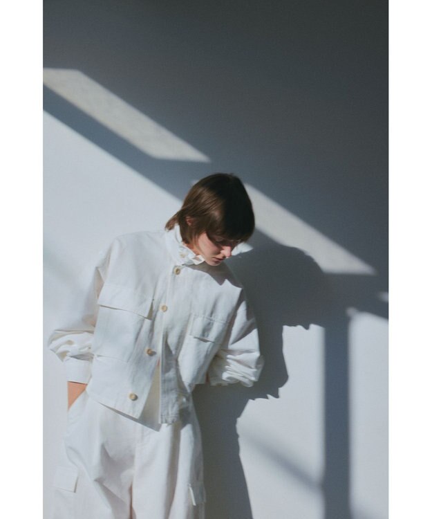 NAVE 【ReNAVE・セットアップ可/洗える】コットンリネンカルゼ ショートジャケット ホワイト系