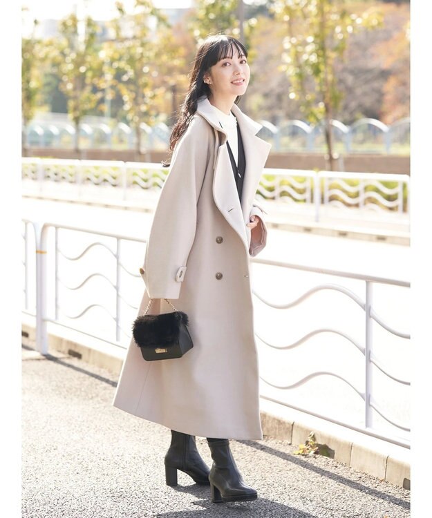 earth music&ecology ２ｗａｙカラーロングコート Beige