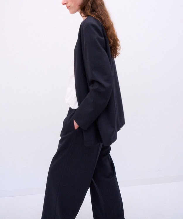 ATON 【26FW】WOOL TROPICAL | ピンタックイージーパンツ NAVY