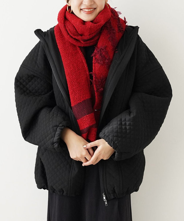 POLS ジャガード織 ウールカットジャガード　ストール レッド