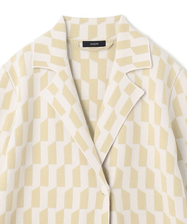 JOSEPH アルコーブ　インターシャ　ニットコート Pale Olive/Ivory