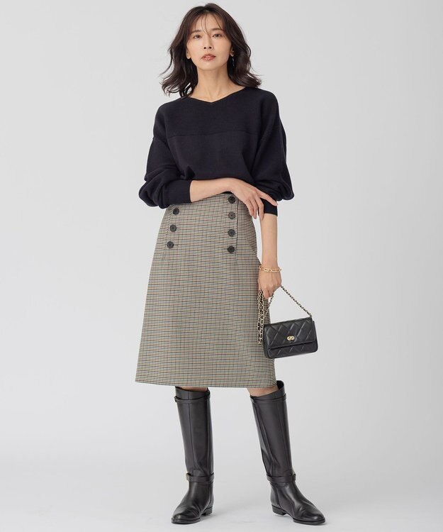 23区 【前後着用可能】コットンカシミヤ ニット ダークネイビー