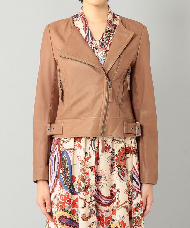 GRACE CONTINENTAL レースアップライダースジャケット ブラウン