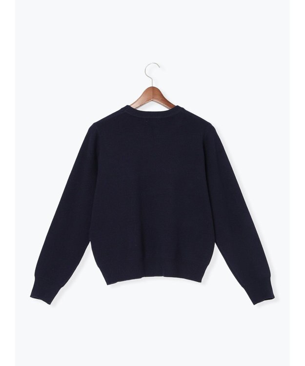 Te chichi ラインストーンレタードニットプルオーバー ネイビー