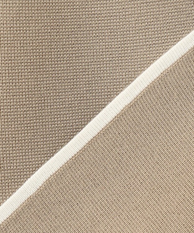 自由区 【洗える】ドライコットンハイゲージニット アウター ベージュ×ホワイト