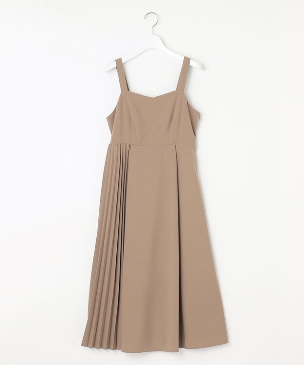 Feroux 【洗える】プリーツコンビ ジャンパースカート ベージュ系