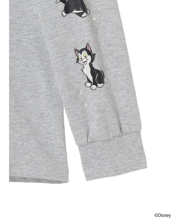 earth music&ecology Ｄｉｓｎｅｙ／袖プリントフィガロロンＴ Gray Mixture