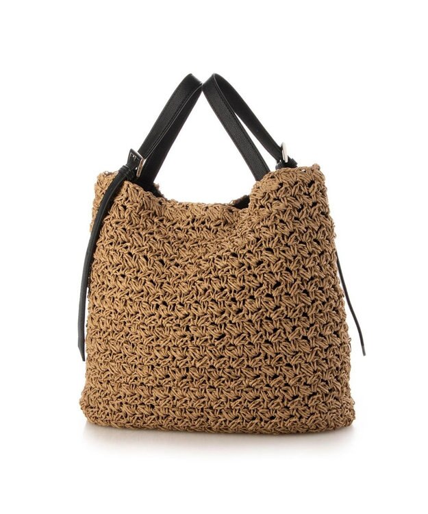 UNBILLION カシュカシュ cachecache / ベルトハンドル柄編トート キャメル