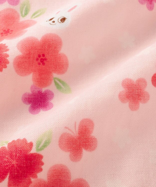 MIKI HOUSE HOT BISCUITS 【ミキハウス】【50-80cm】お花うさこ甚平オール ピンク