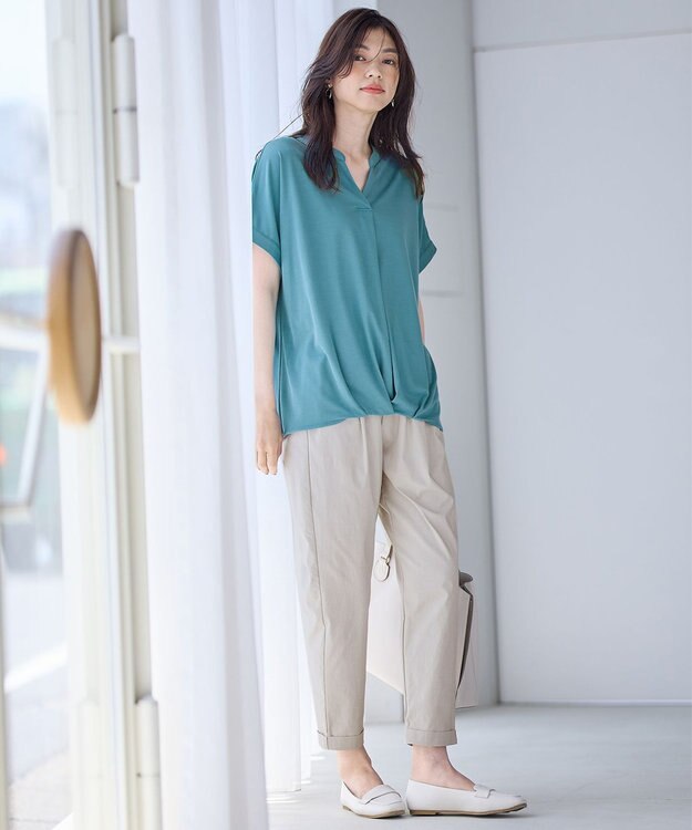 ANY L 【接触冷感/ウエストゴム/ストレッチ】クールタッチタックパンツ グレー