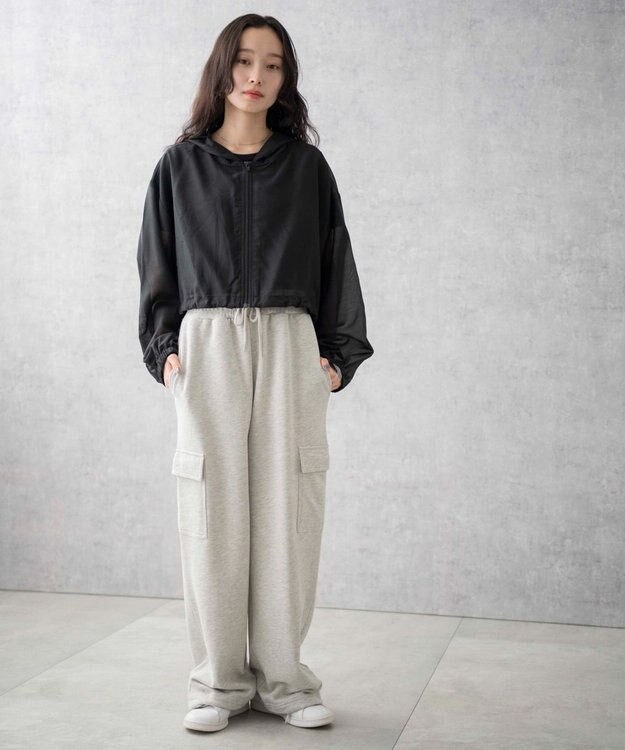 WEGO 【ウエストゴム】スウェットカーゴパンツ 杢グレー