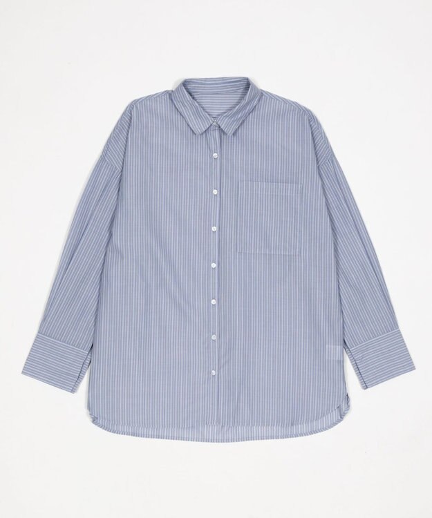 WEGO ボリュームBIGシャツ ブルーストライプ