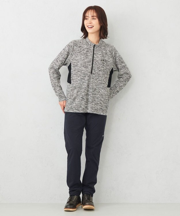 JOSEPH ABBOUD MOUNTAIN 【UNISEX】ランダムスラブリップハーフジップ ライトグレー系