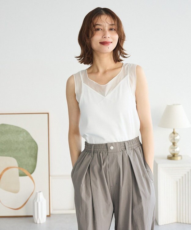 Green Parks ・ＳＵＧＡＲ　ＳＰＯＯＮ　シアー切替タンクトップⅡ Off White