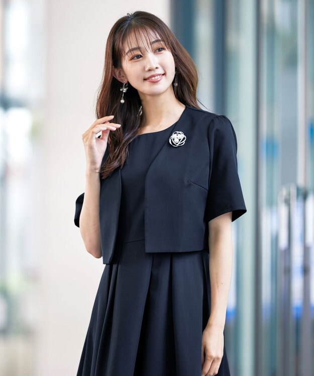 Tiaclasse 【洗える】ボレロ＆ワンピースセット ネイビー