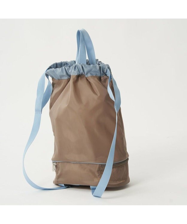 BEAMS SCHOOL 手提げバッグにもなる 2重底ナップサック サンドベージュ