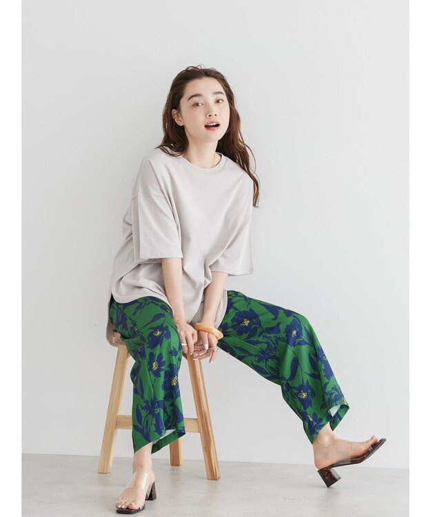 AMERICAN HOLIC 抗菌防臭ラウンドテールカットプルオーバー Gray Beige