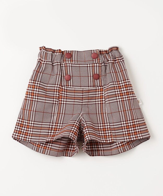 組曲 KIDS 【110-140㎝】Chocolat de check キュロット ワイン×オレンジ系4