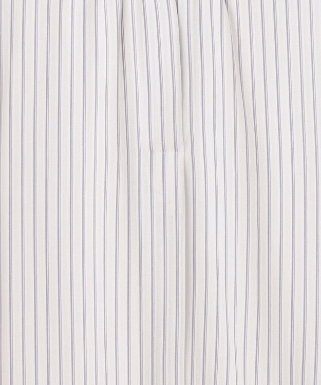 J.PRESS LADIES シアーストライプチェック フレンチスリーブ バンドカラー カットソー ホワイト系1